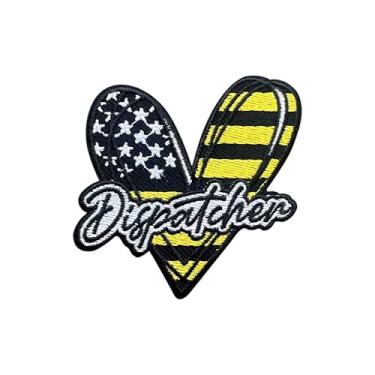 Imagem de Roiseposie Emblema de coração da Dispatcher, bandeira vintage, 7,6 cm para passar a ferro/costurar, aplique bordado, adesivos de enfermeira médica, para roupas, mochilas, chapéu, jeans, adesivos