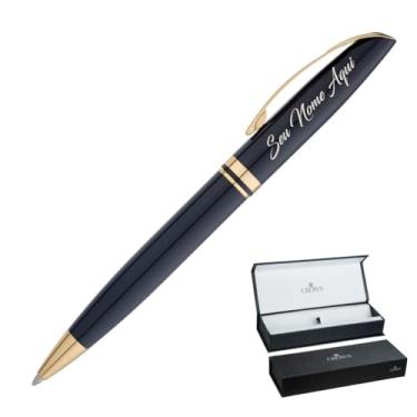 Imagem de Caneta Executiva Personalizada Crown Explendor Gold Elegante Social Luxo (Preto)