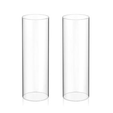 Imagem de PENCK Vasos cilíndricos de vidro transparente para centros de mesa, castiçais de furacão, vasos flutuantes para decoração de mesa, jantares formais (2 peças de 19,8 cm)