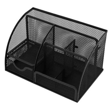 Imagem de Grcfumo Organizador de mesa pequeno, armazenamento de caddy de escritório de design simples, organizador de arquivo de caneta de metal para material de escritório escolar