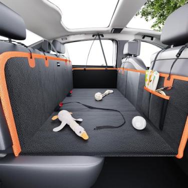 Imagem de DNYKER Extensor de banco traseiro para cães, capa de assento de carro de cachorro de couro PU para banco traseiro, rede de cachorro para carro, material de couro PU, espaço maior, comporta 181 kg