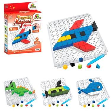 Imagem de Bloco de Montar Educativo Quebra Cabeça Desenhos 59Peças Lançamento - 