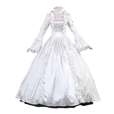 Imagem de Vestido antigo do século XVIII longo fantasia de festa de Halloween vestidos de festa rococó vitorianos góticos, Cor 01, G