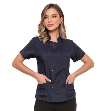 Imagem de Dolma Chef Feminina Manga Curta Azul Marinho Lu - Gardenia Jalecos, M