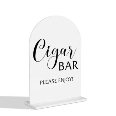 Imagem de Placa de bar de charuto, placa de bar de casamento, placas de mesa de casamento para noivado, chá de panela, cerimônia, recepção, evento, festa de aniversário, decoração de acrílico transparente
