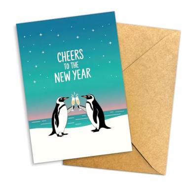 Imagem de Cartão Cheers to the New Year Card Cozy Shop Front Design Wine Cheese Bakery Illustration Festive Holiday Greeting for Friends Family Coworkers Warm New Year 2026 Card 5.3''x8'' Dobrado com Envelope