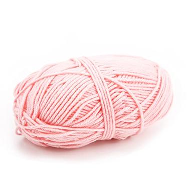 Imagem de Fio de crochê macio para a pele, lã de algodão para tricô, faça você mesmo, roupas infantis, fio grosso durável de qualidade premium para chapéus de bebê, cachecóis, suéteres, 2 (Rosa)