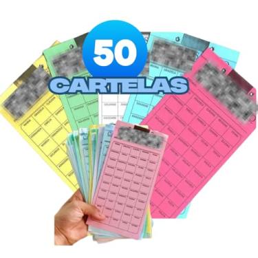 Imagem de Kit 50 Cartelas De Rifa De 50 Nomes Sorteio Evento
