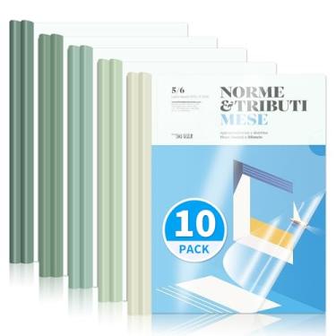 Imagem de WORPSON Pacote com 10, capas de relatório transparentes com barra deslizante, capacidade para 50 folhas – Pastas de apresentação para letras e folhas A4, fichários de currículo e documentos para