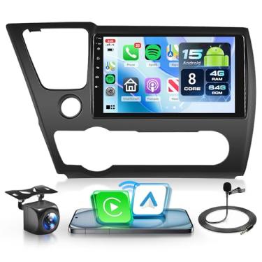 Imagem de Chip Snapdragon Android 15 Qual-comm [8 núcleos 4G + 64G] para Honda Civic 2013 2014 2015 2016 2017 rádio de carro, carplay sem fio, Android Auto, 5GWiFi + GPS, tela sensível ao toque de 9 polegadas