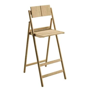 Imagem de Banqueta Dobrável Alta com Encosto Tramontina Bossa em Madeira Tauari Natural