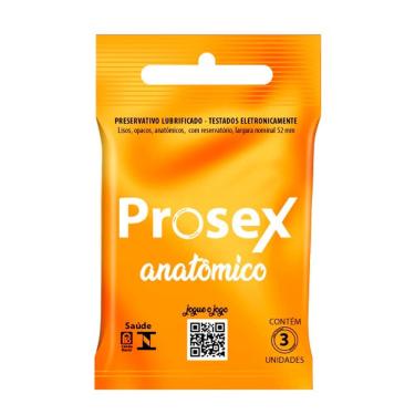 Imagem de Preservativo Prosex Anatômico Lubrificado 3 Unidades