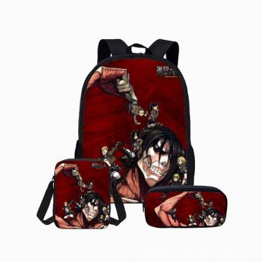 Imagem de Mochila Attack Titans, 3 unidades/conjunto, impermeável para crianças em idade escolar