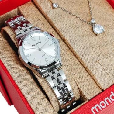 Imagem de Relógio Mondaine Feminino Original Prata Numérico Strass À Prova D'Águ
