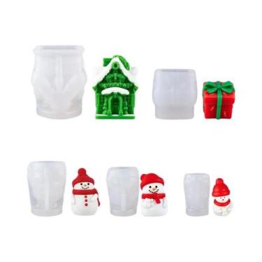Imagem de Conjunto De Moldes De Silicone Para Casa De Boneco De Neve De Natal Pa