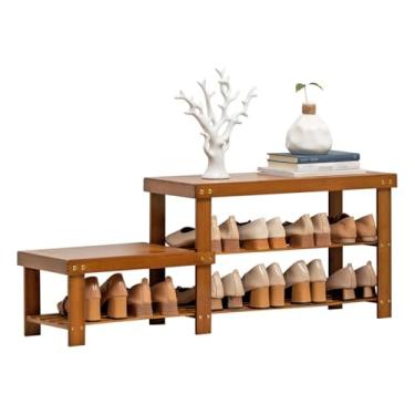 Imagem de Armários para sapatos com prateleiras para sapatos Banco de sapateira para entrada, banco bambu para, organizador sapatos, para quarto, varanda