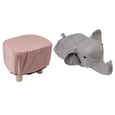 Imagem de Domary Banquinhos de Animais Em Formato de Elefante Fofos, Estáveis ​​e Confortáveis ​​para Crianças, Família, Adultos, Madeira Pinho (Cinza Claro)