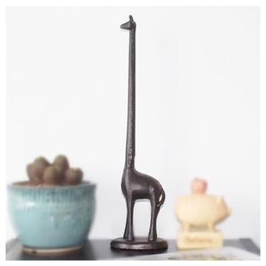 Imagem de Girafas Suporte de toalha de papel de ferro fundido Suporte de papel higiênico engraçado para o chão ou balcão na cozinha ou banheiro Bronze rústico