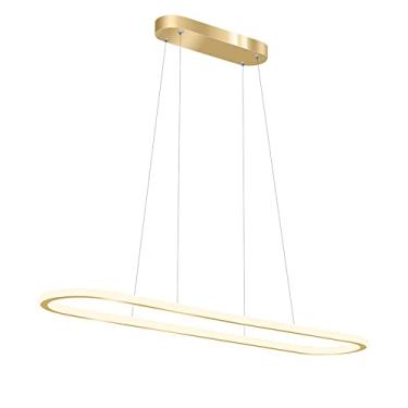 Imagem de Luminária pendente de anel longo ultrafina, luminária suspensa linear de metal com cúpula de silicone, lustre LED moderno, luminárias de suspensão para sala de jantar, luminárias pendentes c