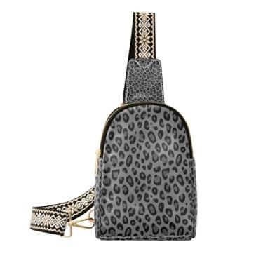 Imagem de CEBUGI Bolsa tiracolo pequena com estampa de leopardo para mulheres, pochetes de couro, bolsa de peito para caminhadas, viagens ao ar livre
