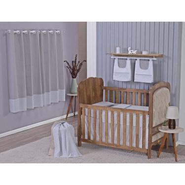 Imagem de Enxoval Bebe Kit Berço Americano Cortina Algodão Menino