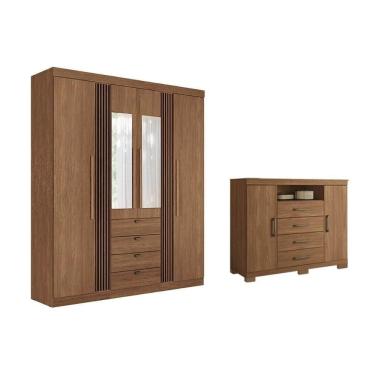 Imagem de Guarda Roupa +cômoda 2 Peças Qc276 Jatobá - Santos Andirá