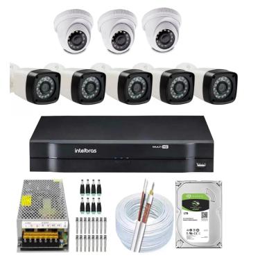 Imagem de Kit DVR Intelbras 8 canais H.265 1TB 8 câmeras Full HD 1080p Infra 20m