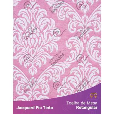 Imagem de Toalha Retangular em Tecido Jacquard Rosa Bebê e Branco Medalhão Fio T