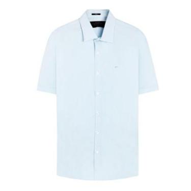 Imagem de Camisa Ellus Masculina Manga Curta Tricoline LY Classic Italian Azul Claro-Masculino