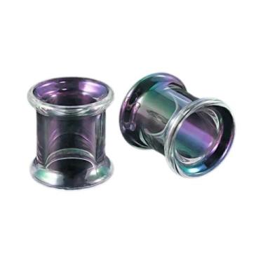 Imagem de Alargadores De Orelha De Vidro AB Coloridos, Túneis De Orelha De Vidro