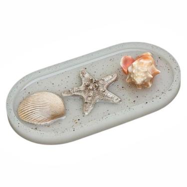 Imagem de Enfeite Mesa Quadro Estrela Concha Mar Pousada Praia Branco - M3 Decor