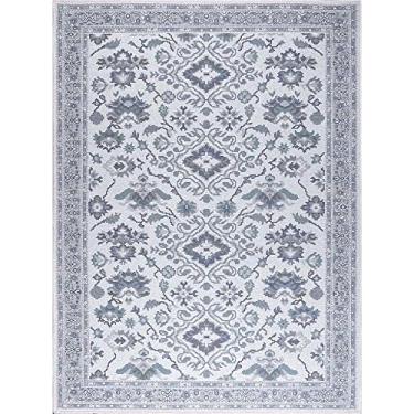 Imagem de Tapete para Sala Funcional Medalhao 55 Cinza-azul Claro 1,00x1,50m - J Serrano