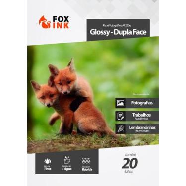 Imagem de Papel Fotográfico A4 Glossy 230G Dupla Face Fox Ink 20 Folhas
