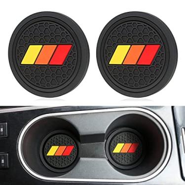 Imagem de MOCHENT Para Toyota Tacoma TRD 4Runner Tundra Rav4 Highlander Acessórios Porta-copos com inserção, porta-copos estilo retrô clássico tricolor acessórios para interior de carro (amarelo-laranja-vermelho, acabamento preto)