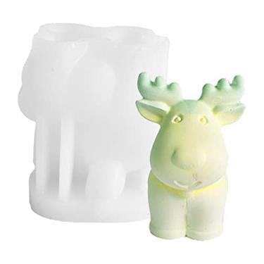 Imagem de vela silicone natal, silicone veado reutilizável fabricação sabonete, artesanato vela faça você mesmo moldes silicone para velas