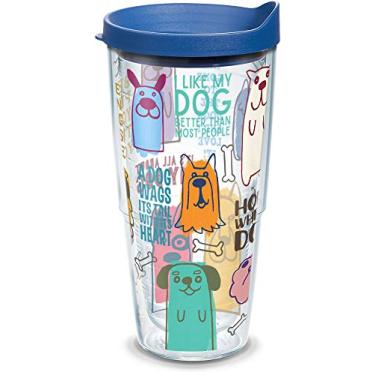 Imagem de Tervis Dog Sayings Made in USA Copo de viagem isolado de parede dupla mantém as bebidas frias e quentes, 680 g, clássico