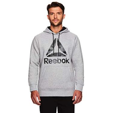 Imagem de Moletom masculino com capuz Reebok Performance pul ver Moletom com capuz gr fico, Luxe Grey, Large