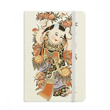 Imagem de Caderno chinês com estampa de imagem de ano novo chinês oficial de tecido capa dura diário clássico