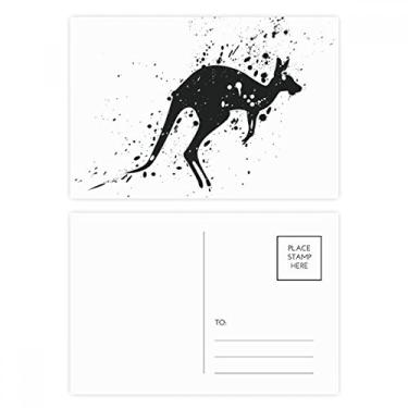 Imagem de Canguru mexicano, simples, conjunto de cartão postal preto e branco, cartão de felicitações de aniversário