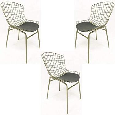 Imagem de Kit 3 Cadeiras BERTÓIA cor Rato assento preto tubular - Poltronas do Sul