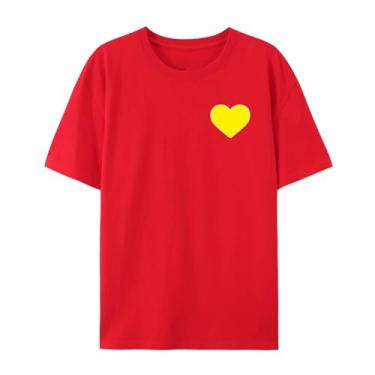 Imagem de Camiseta Love Graphic para amigos Love Funny Graphic para homens e mulheres para o amor, Vermelho, M