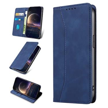 Imagem de KANVOOS Capa carteira para LG K51 com suporte para cartão, capa de couro PU com suporte magnético à prova de choque TPU bumper flip Folio capa para LG K51 (azul)