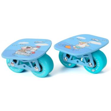 Imagem de Freeskates Drift Board, skate dividido pequeno portátil com placa de metal (azul)