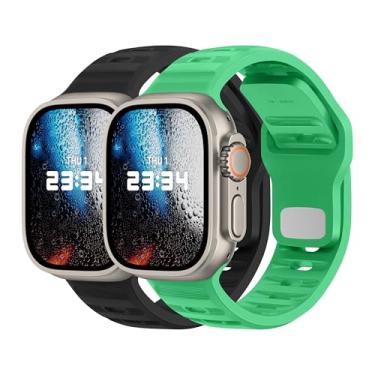 Imagem de DONEGANI Pulseira esportiva UC2 para Apple Watch Se Ultra 2 de 40 mm, 44 mm, 46 mm, 42 mm, 45 mm, 41 mm, 38 mm, 49 mm, séries 10, 9, 8, 7, 6, 5, 4, 3, 3, iWatch preta - verde veneno