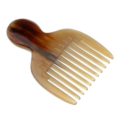 Imagem de Escova de cabelo natural com chifre afro, ferramenta de estilo de cabeleireiro - Corte e tingimento profissional de nível de salão de beleza, confortável e portátil - Pente de palheta afro-americana -
