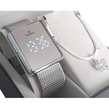 Imagem de Relógio Feminino Champion Digital Espelhado Prata Original Ch40080s