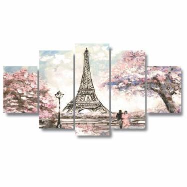 Imagem de Quadros Decorativos Paris Torre Eiffel Rosa Aquarela Quarto - Dropx4
