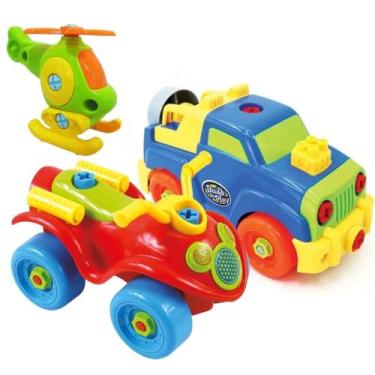 Imagem de Kit Carrinho + Quadriciclo + Helicóptero de Montar - Toyng