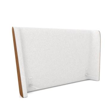 Imagem de Cabeceira Design para Cama Casal Torres Pés em Madeira PU/Bouclê Caram