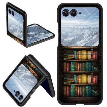 Imagem de DHYYDSQZ Capa para Motorola Moto Razr 2024 para Moto Razr 50 Capa de telefone antiga biblioteca design de estante fina rígida PC antiarranhões à prova de choque capa protetora para Moto Razr 2024